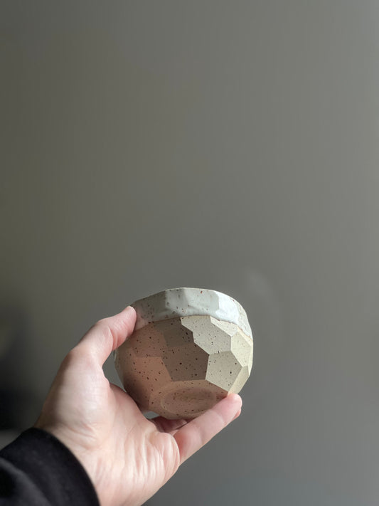 White Kurinuki cup with DOTS